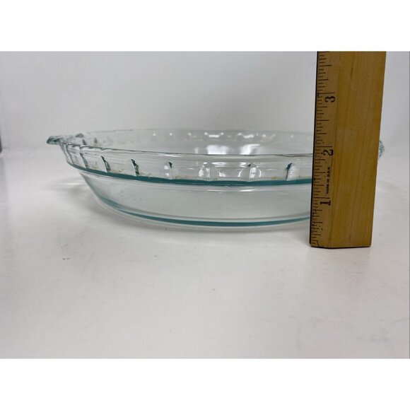 Vintage Pyrex Clear Glass 9.5” Pie Plate Deep Baking Dish Fluted W Handles # 229 - Picture 9 of 9
